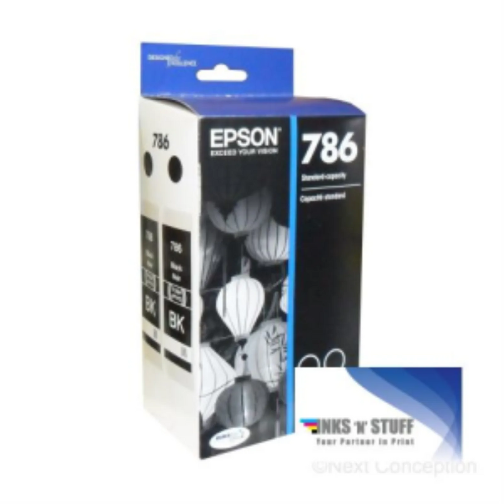 T786120D2 Epson 786 Black Original Ink Cartridges Dual Pack