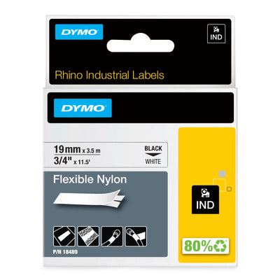 DYMO Rhino 3/4" White Flex Nylon Label - 19mm (18489)