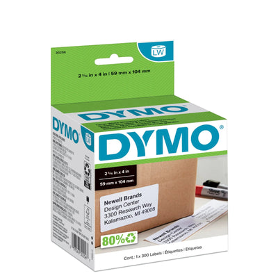 DYMO Authentic LW Large Shipping Labels, Print Up to 6-Line Addresses, 2-5/16" x 4", 1 Roll 300 (30256)
