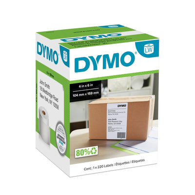Authentiques étiquettes d'expédition extra-larges DYMO, blanches, 4 po x 6 po, 1 rouleau de 220 pour LabelWriter 5XL et 4XL (1744907)