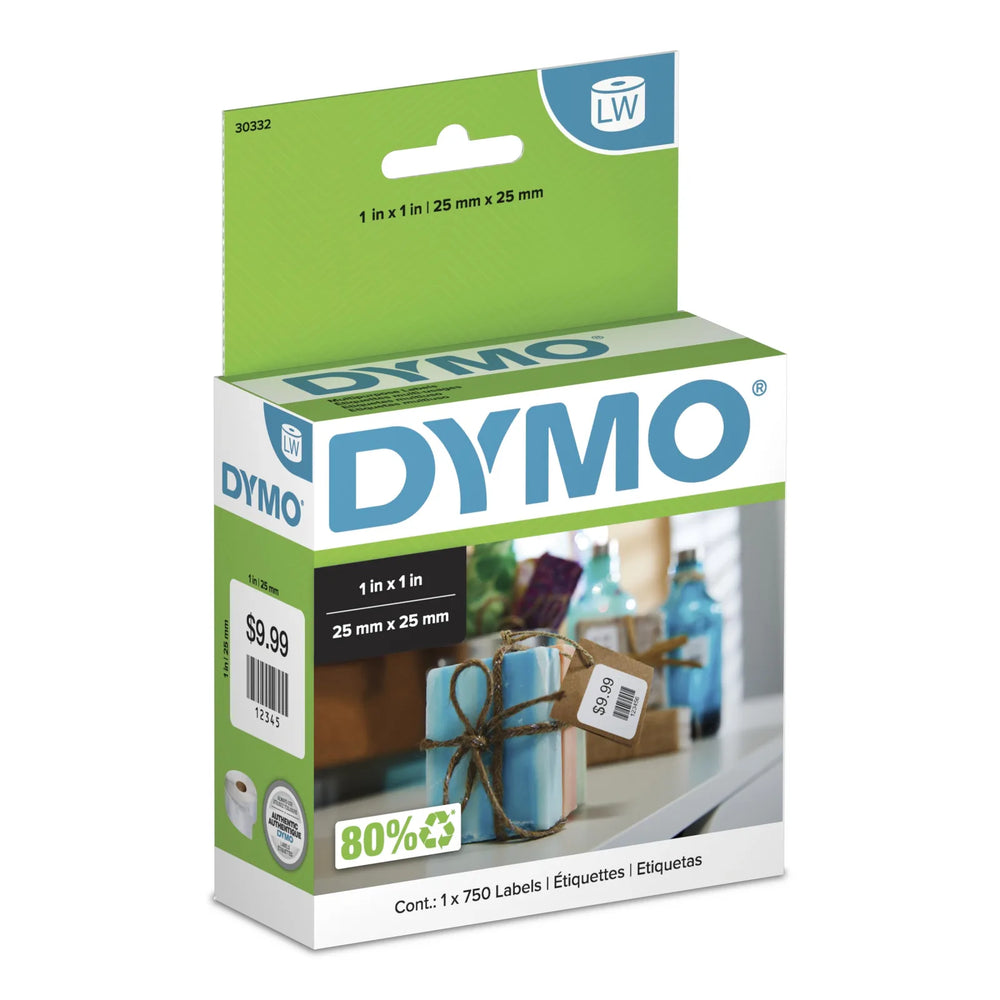 DYMO Authentic LW Multi-Purpose Square Labels, DYMO Labels for LabelWriter Printers, Great for Barcodes, 1" x 1", 1 Roll