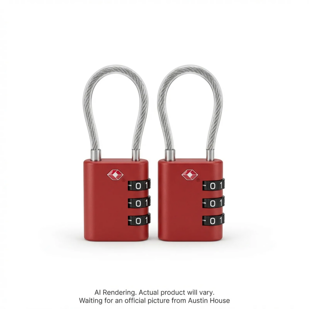2Pk Tsa 3-Dial Cable Lock Red