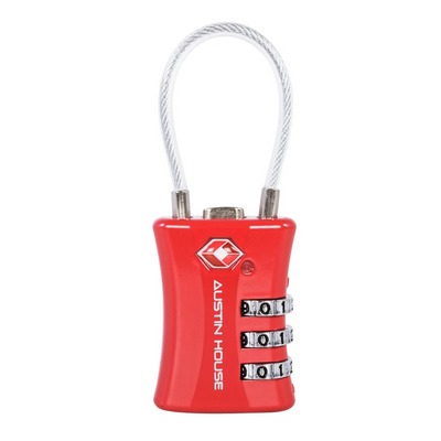 Austin House TSA 3-Dial Cable Lock Red (AH22CL01070)