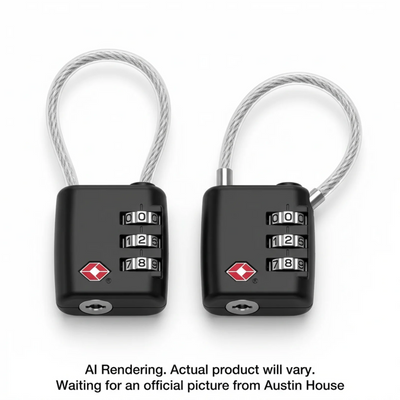 Austin House 2Pk TSA 3-Dial Cable Lock Black (AH22CL02009)