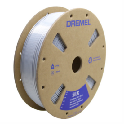 Dremel PLA Soie, Bobine de Filament, Argent, 0,75 kg, Diamètre de 1,75 mm (SLK-SIL-01)