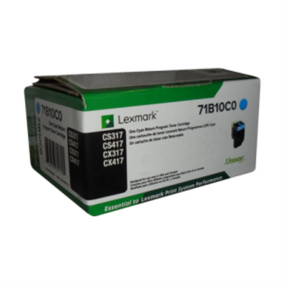 Lexmark CS/CX317, 417, 517 Cyan Programme de retour 2.3K Cartouche de toner No de pièce : 71B10C0