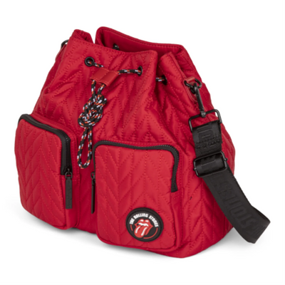 Bugatti The Rolling Stones Iconic Collection Bucket Bag - Quilted Nylon (DRW6072RS-RED)