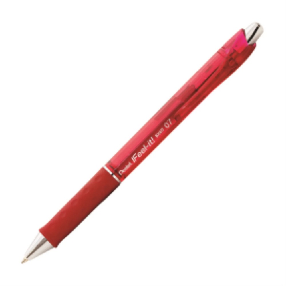 Feel-It! Retractable Ballpoint Pen, (0.7mm), Red Ink
