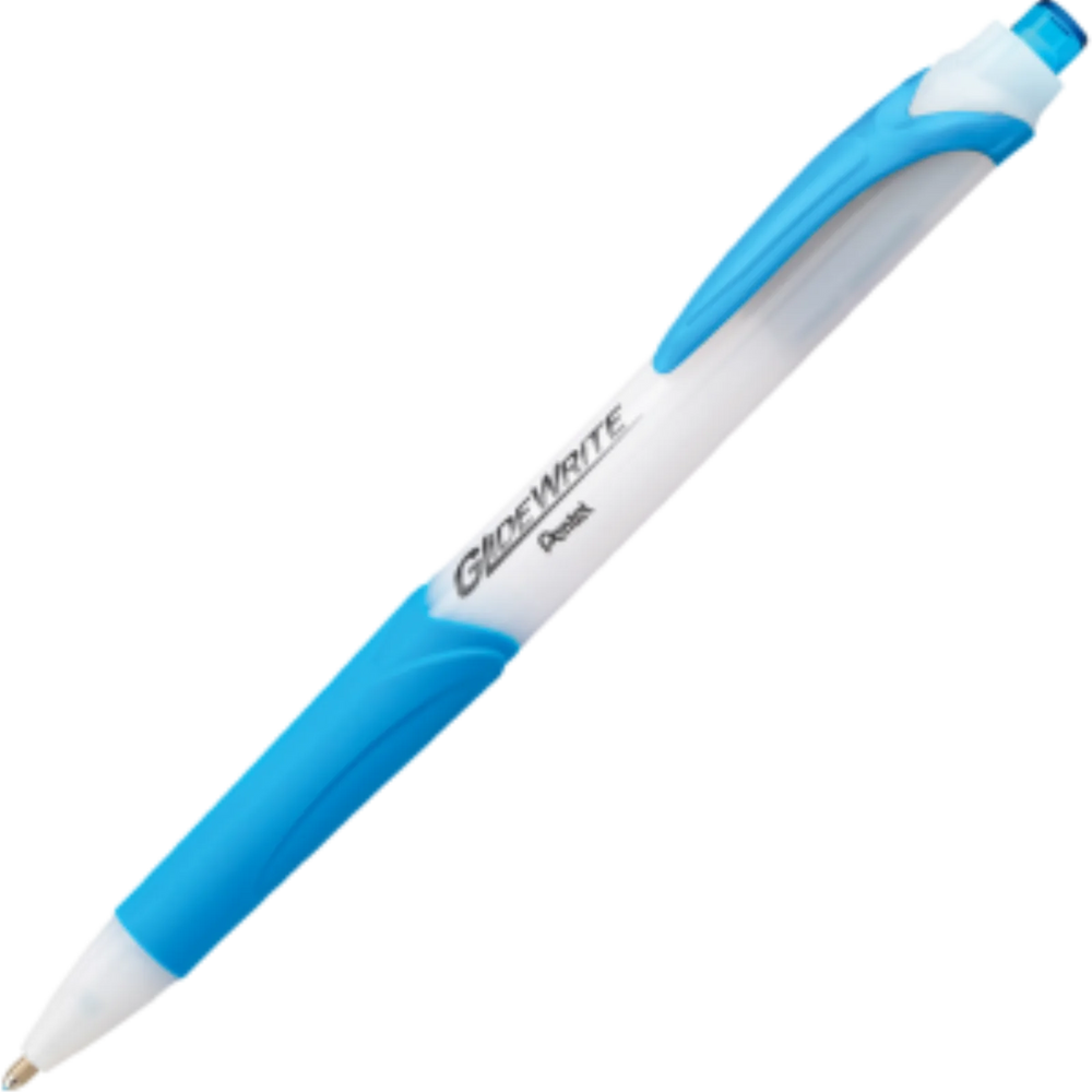 GlideWrite Ballpoint Pen with TechnIFlo Ink, (1.0mm) Bold Point, Sky Blue Ink