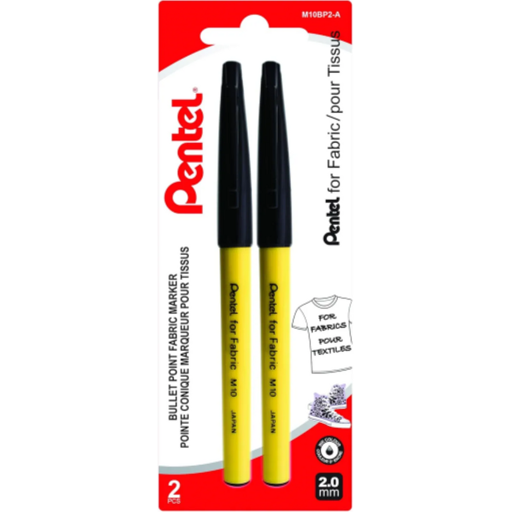 Permanent Fabric Marker (2.0mm), Black Ink, 2PC Pack