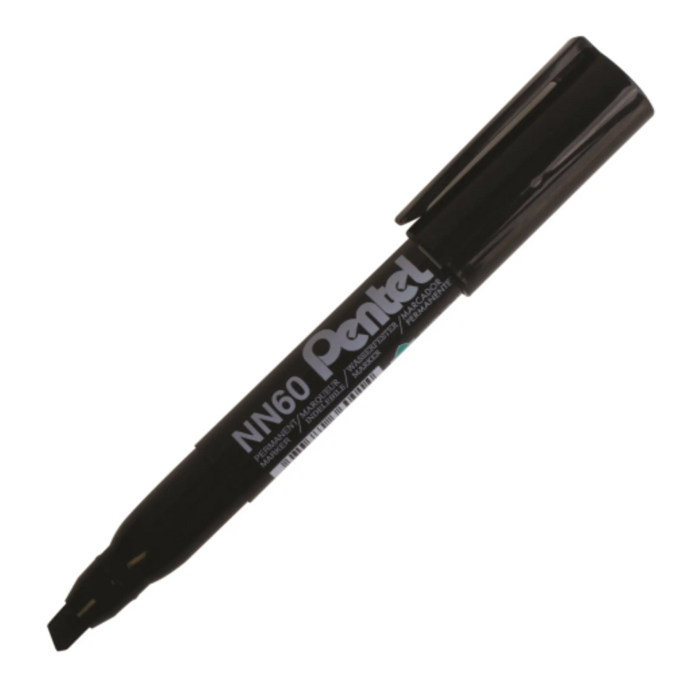 Green Label Permanent Marker (3.9/5.8mm), Chisel Tip, Black Ink