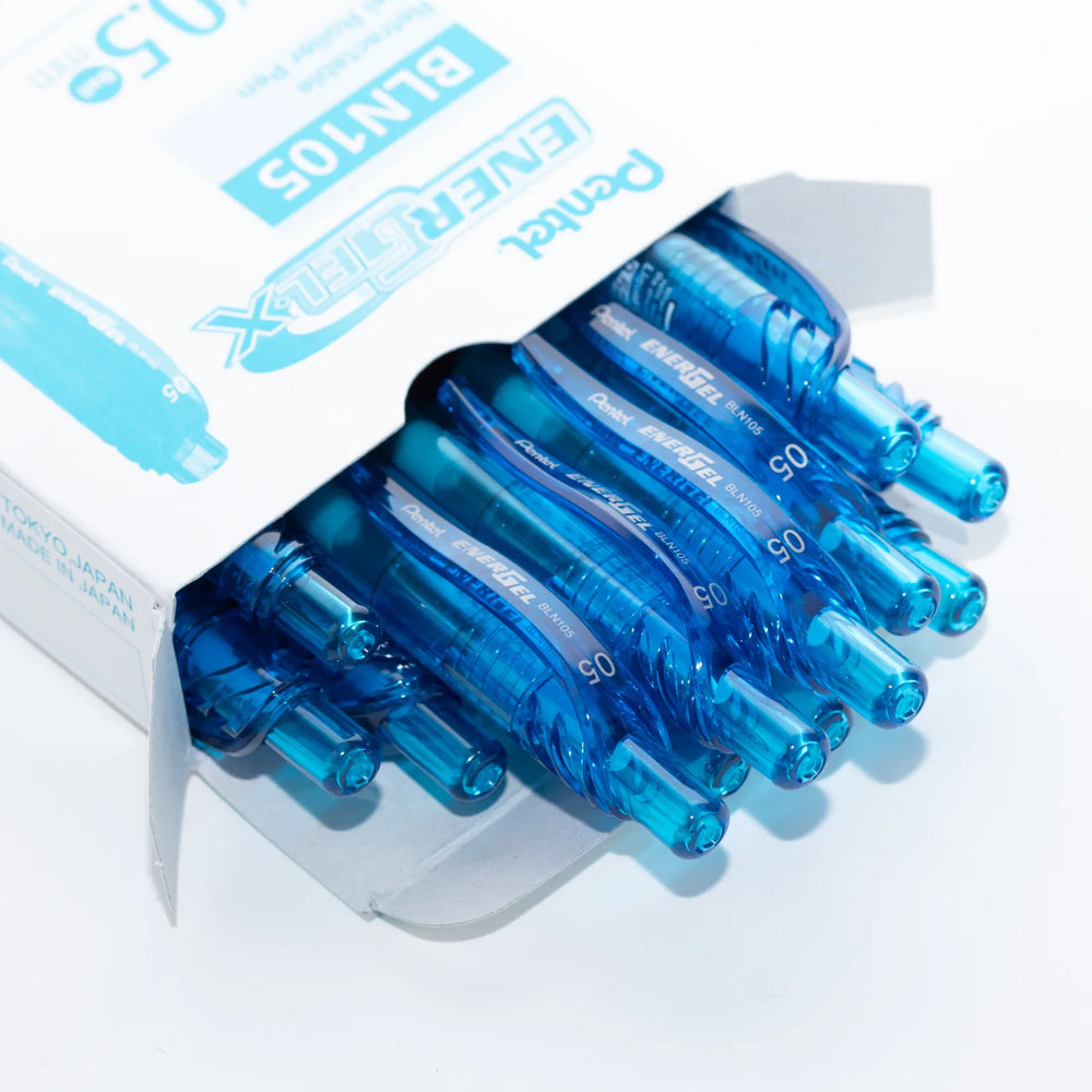 EnerGel-X Retractable Gel Roller, (0.5mm) Needle Tip, Sky Blue Ink