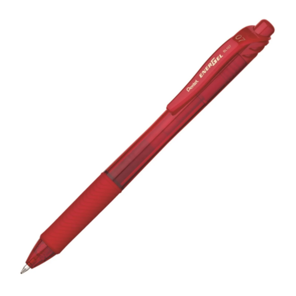 EnerGel-X Retractable Gel Roller, (0.7mm) Metal Tip, Red Ink