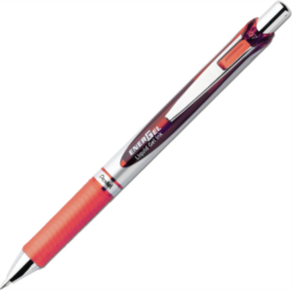 EnerGel Retractable Gel Roller, (0.7mm) Metal Tip, Orange Ink
