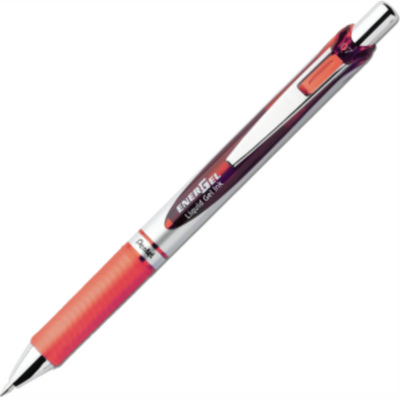Stylo Gel Rétractable EnerGel, Pointe Métallique (0,7 mm), Encre Orange