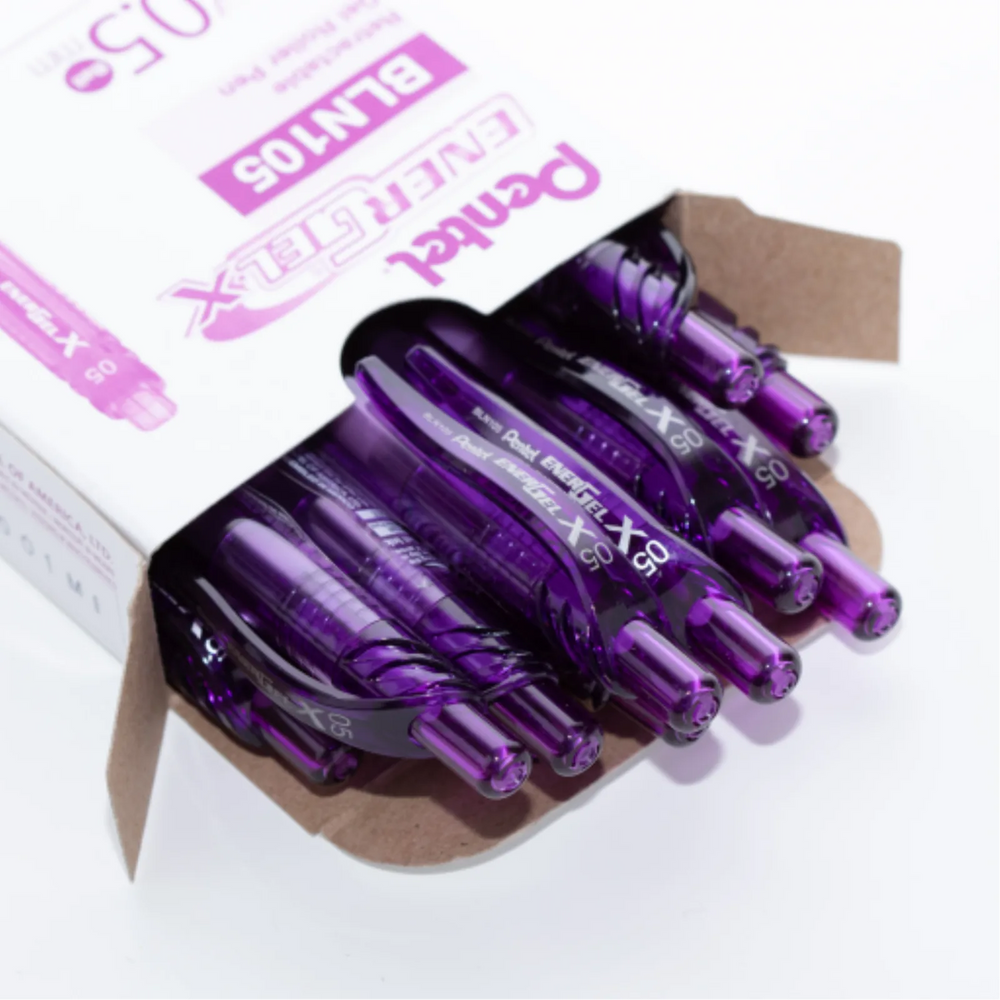 EnerGel-X Retractable Gel Roller, (0.5mm) Needle Tip, Violet Ink