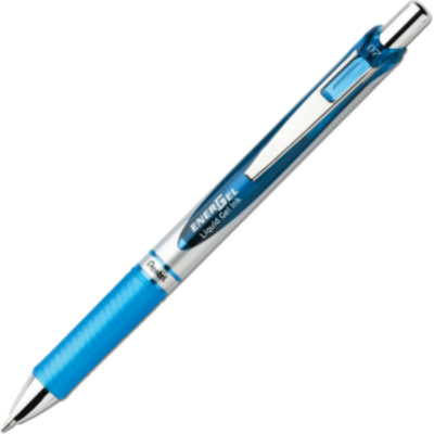 Stylo Gel Rétractable EnerGel, Pointe Métallique (0,7 mm), Encre Bleu Ciel