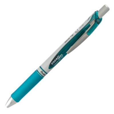 Stylo Gel Rétractable EnerGel, Pointe Métallique (0,7 mm), Encre Turquoise