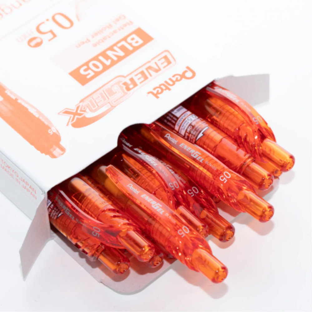 EnerGel-X Retractable Gel Roller, (0.5mm) Needle Tip, Orange Ink