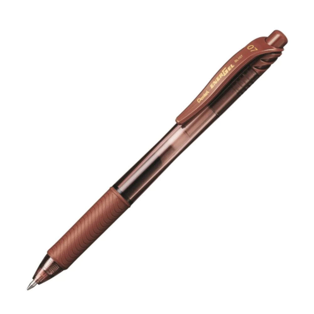 EnerGel-X Retractable Gel Roller, (0.7mm) Metal Tip, Brown Ink