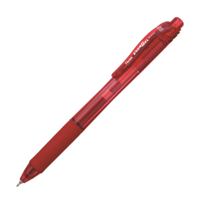 Stylo Roller Gel EnerGel-X Rétractable, Pointe Aiguille (0,5 mm), Encre Rouge