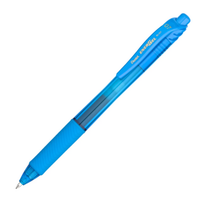 Stylo Gel Rétractable EnerGel-X, Pointe Métal (0,7 mm), Encre Bleu Ciel