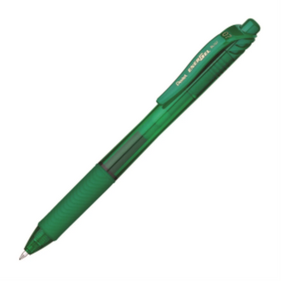 Stylo Roller Gel EnerGel-X Rétractable, Pointe Métallique (0,7 mm), Encre Verte