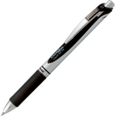EnerGel Retractable Gel Roller, (0.7mm) Metal Tip, Black Ink