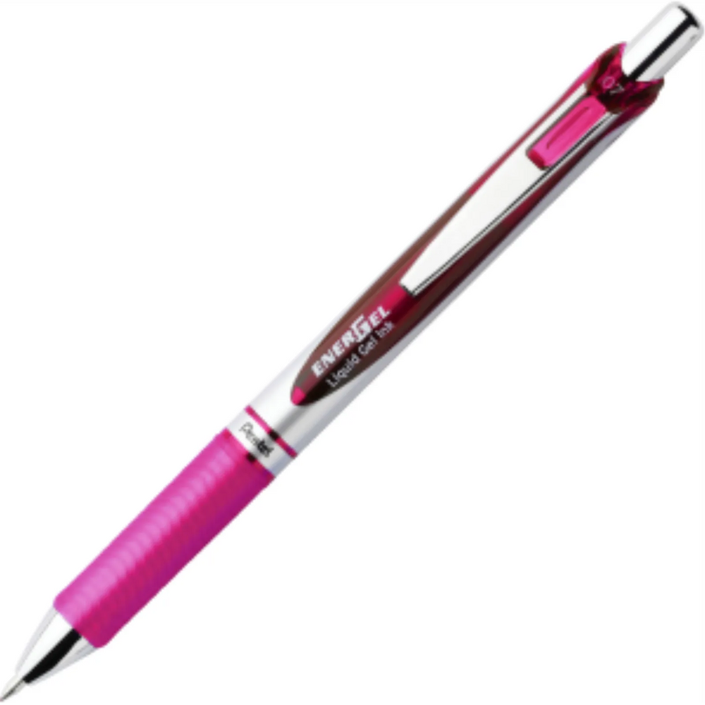 EnerGel Retractable Gel Roller, (0.7mm) Metal Tip, Pink Ink