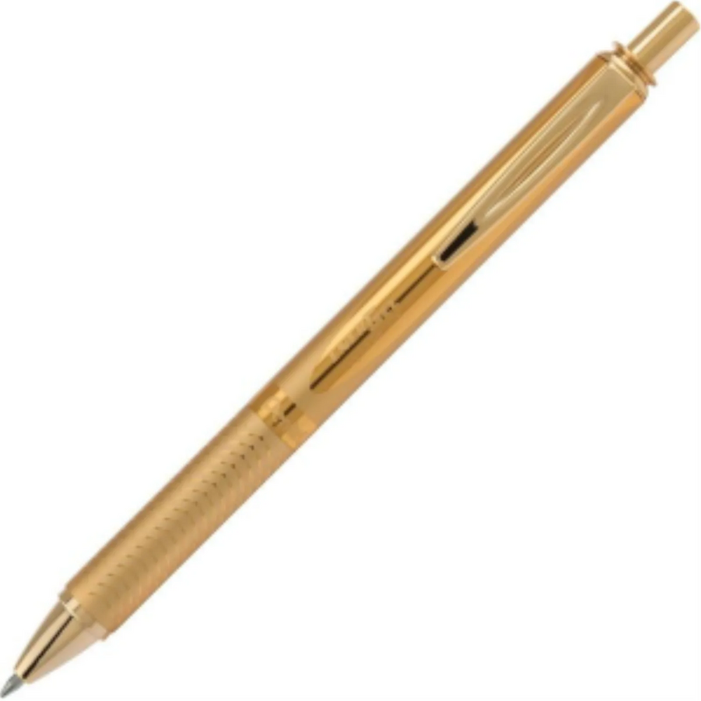 EnerGel Alloy Retractable Premium Liquid Gel Pen, (0.7mm) Metal Tip, Gold Barrel, Black Ink