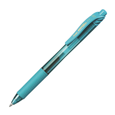 Stylo roller à encre gel rétractable EnerGel-X, pointe métallique (0,7 mm), encre turquoise