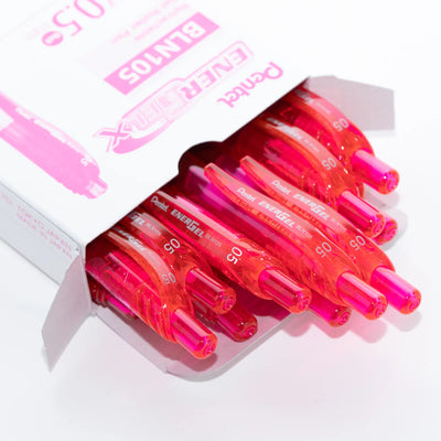 Stylo Roller Gel EnerGel-X Rétractable, Pointe Aiguille (0,5 mm), Encre Rose