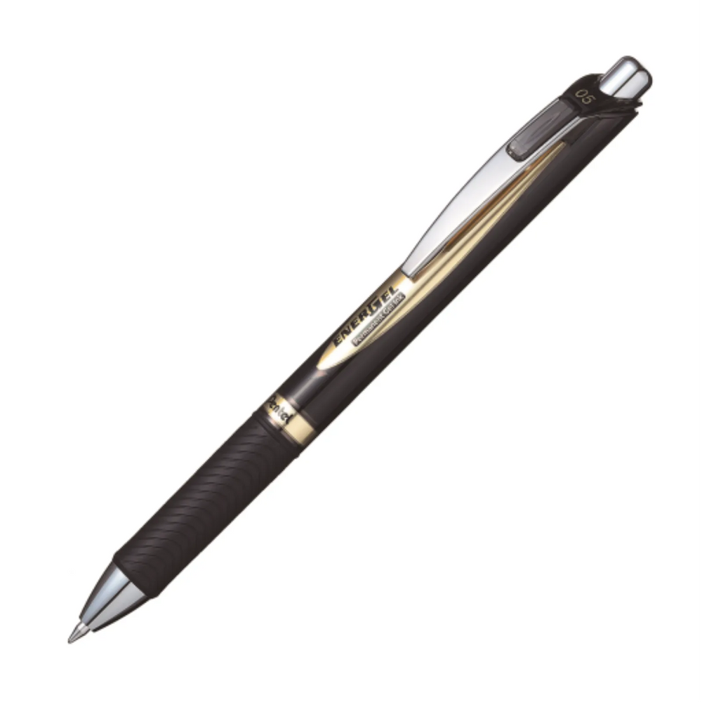 EnerGel Permanent Retractable Liquid Gel Pen, (0.5mm) Black Ink