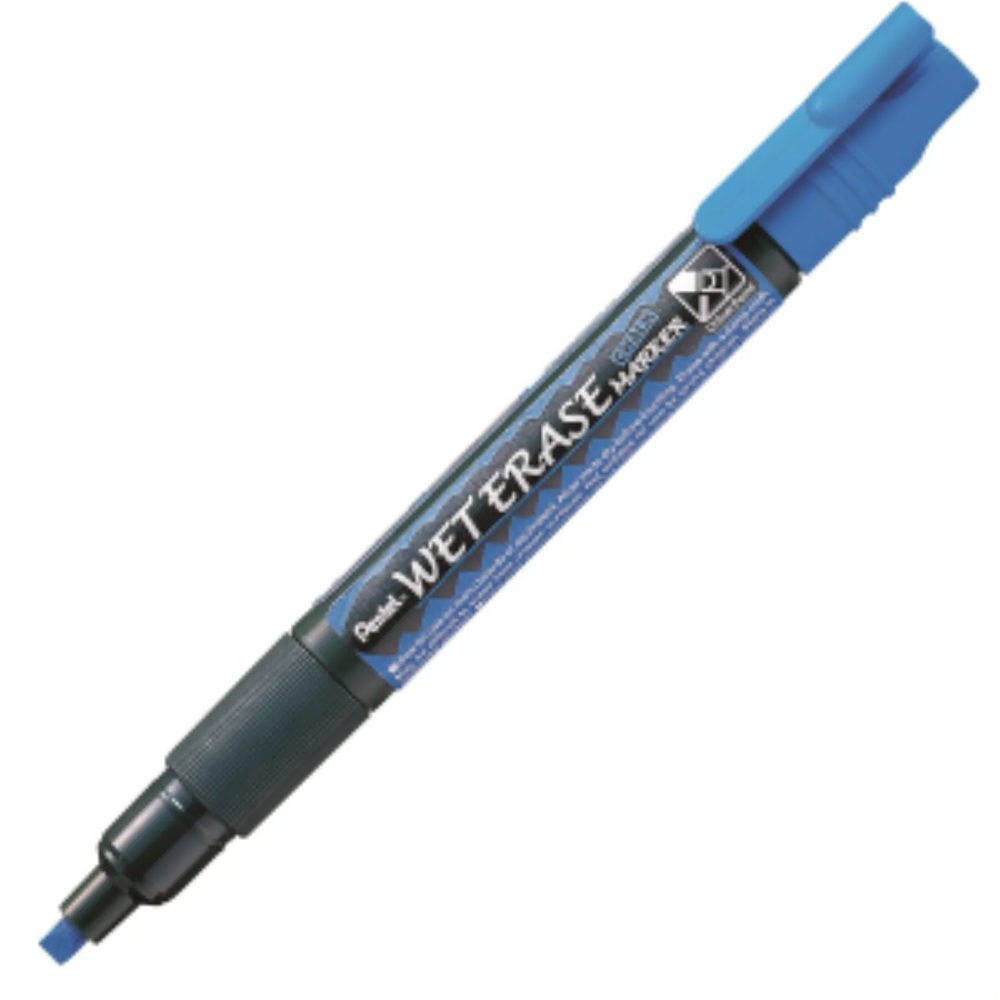 Pentel Arts Wet Erase Chalk Marker, Small Chisel Tip, Blue Ink