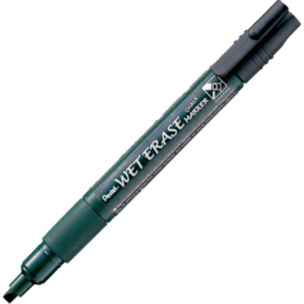 Pentel Arts Wet Erase Chalk Marker, Small Chisel Tip, Black Ink
