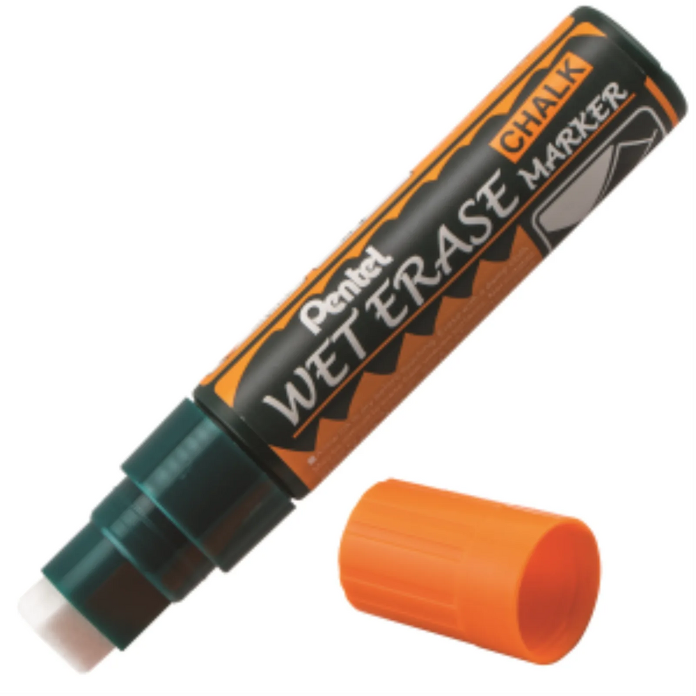 Pentel Arts Wet Erase Chalk Marker, Jumbo Chisel Tip, Orange Ink