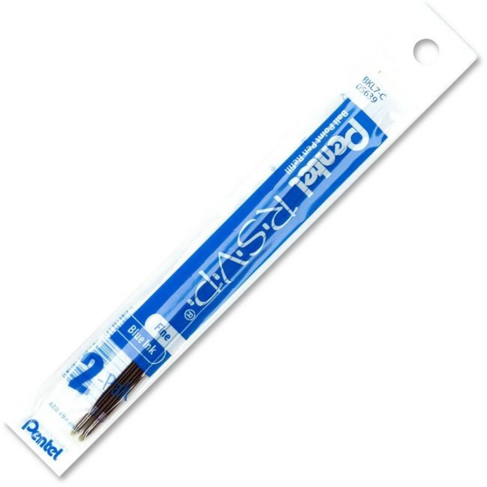 Refills for Pentel Ballpoint Pens (BK77, BK90), (0.7mm), Blue Ink, 2-Pack Pouch