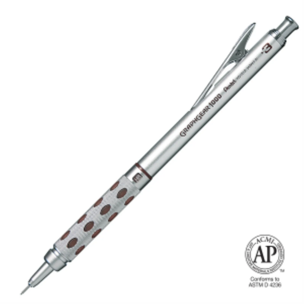 GraphGear 1000 Retractable Mechancial Drafting Pencil (0.3mm), Brown Accents, Gift Case