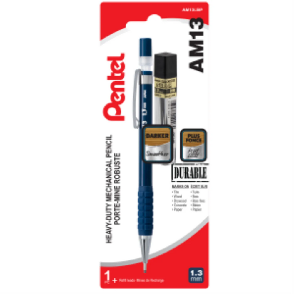 Pentel AM13 1.3mm Heavy Duty Mechanical Pencil and CH13-HB Lead
