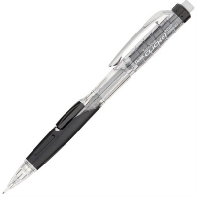 Crayon mécanique Twist-Erase Click (0,7 mm) Corps transparent, Poignée noire