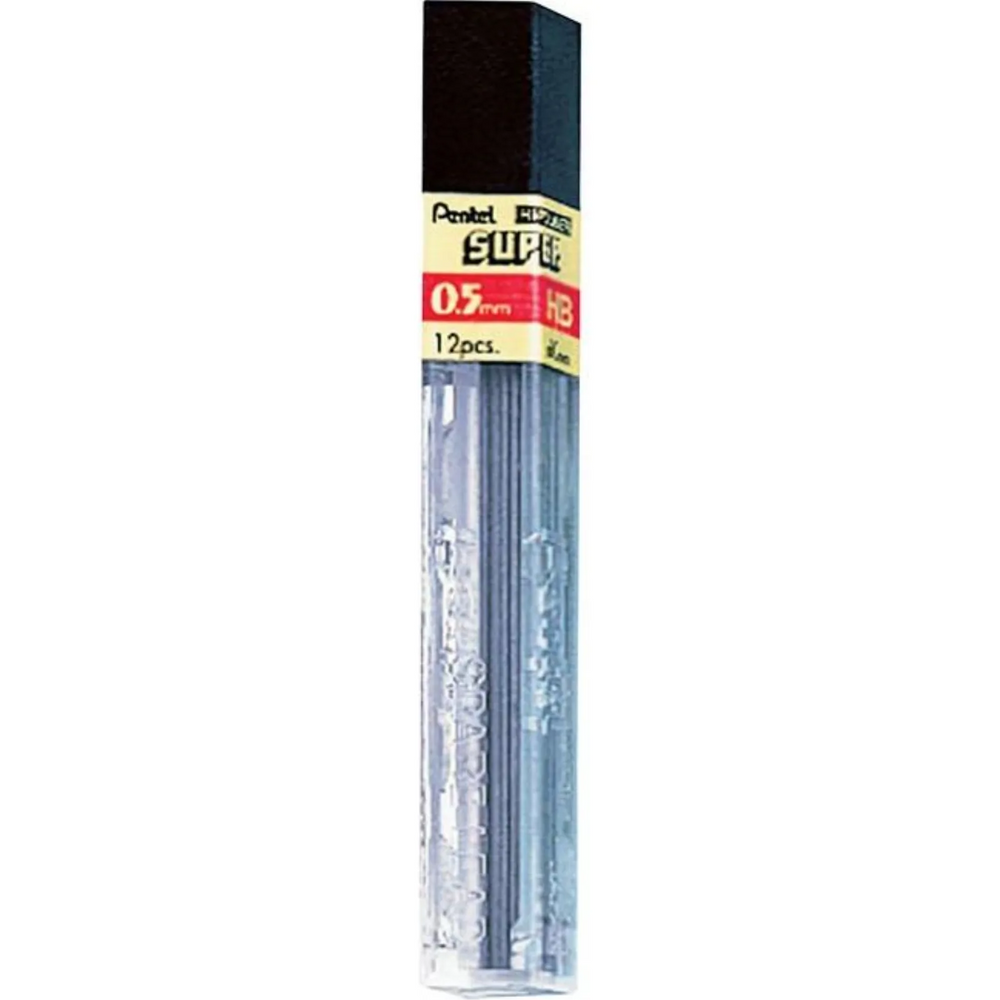 Hi-Polymer Super Lead Refill (0.5mm), HB, 12 Leads per Tube