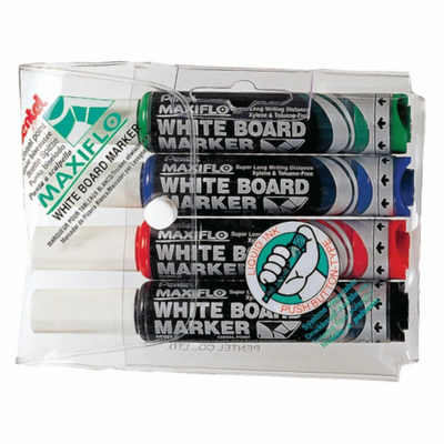 Marqueur pour tableau blanc Maxiflo, pointe biseautée (2,0/5,7 mm) pochette assortie de 4 pièces