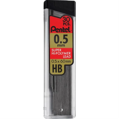 Mines Super Hi-Polymer, 30 Mines par Tube, HB, 0,5 mm