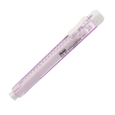 Pentel CLIC ERASER, Gomme rétractable rectangulaire, Corps violet transparent