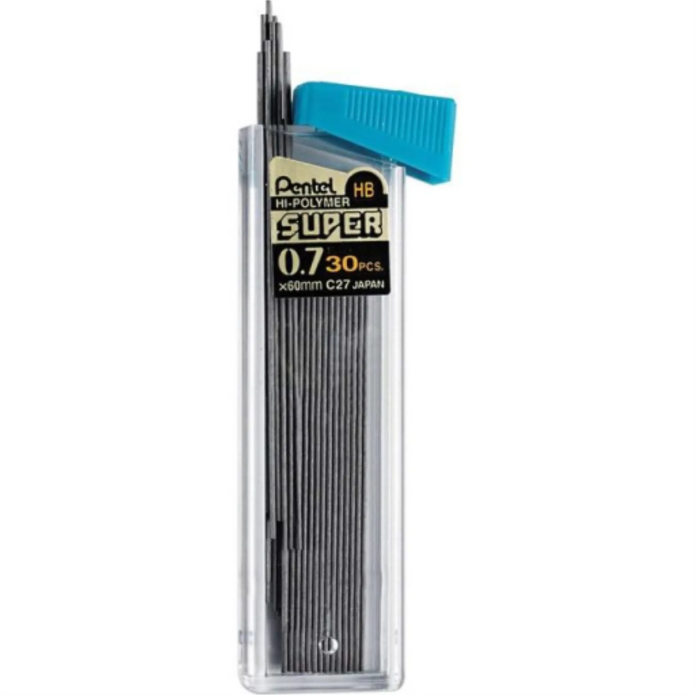 Super Hi-Polymer Lead Refill (0.7mm), HB, 30 Leads per Tube