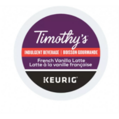 TIMOTHY'S CAFÉ K-CUP VANILLE FRANÇAISE LATTE (06717) 24/BX