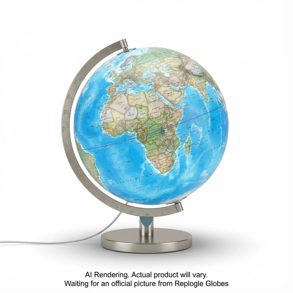 National Gegraphic Bartlett 12"/30Cm Diameter Blue Ocean Illuminated Desk Globe (English)