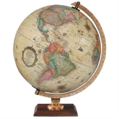 Globe de bureau Carlyle 12"/30cm de diamètre, Océan Antique, illuminé (Français)
