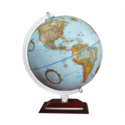 Replogle Globes 12" Blue Ocean Desk Globe with Wood Stand and Die-Cast Semi-Meridian (English) (30637)