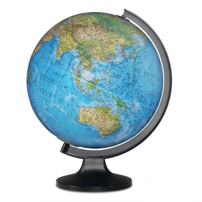 Globe lumineux de bureau Copenhague 12 po/30 cm, Océan bleu (Anglais)